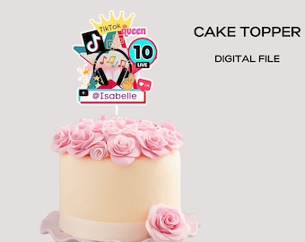 Topper na tort TikTok, Topper na tort muzyczny, Urodziny TikTok