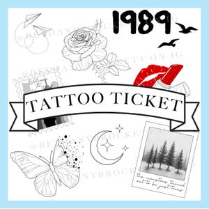 1989 Swiftie Tattoo Flash Ticket - Tattoo Pass - Tattoo-Eintritt - Swiftie Tattoo-Design