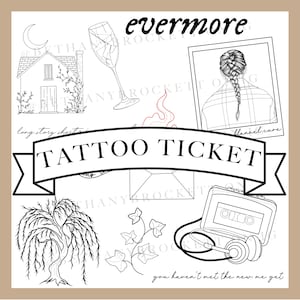 Evermore Swiftie Tattoo Flash Ticket - Tattoo Pass - Tattoo Ticket - Swiftie Tattoo Design