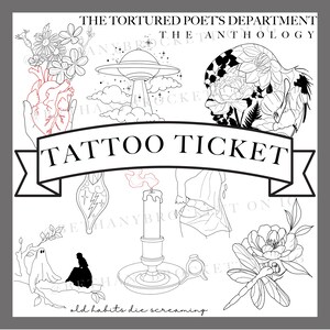 The Tortured Poet's Abteilung Anthologie - Swiftie Tattoo Flash Ticket - Tattoo Pass - Tattoo Ticket - Swiftie Tattoo Design - TTPD