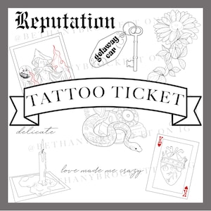 Ruf Swiftie Tattoo Flash Ticket - Tattoo Pass - Tattoo Ticket - Swiftie Tattoo Design