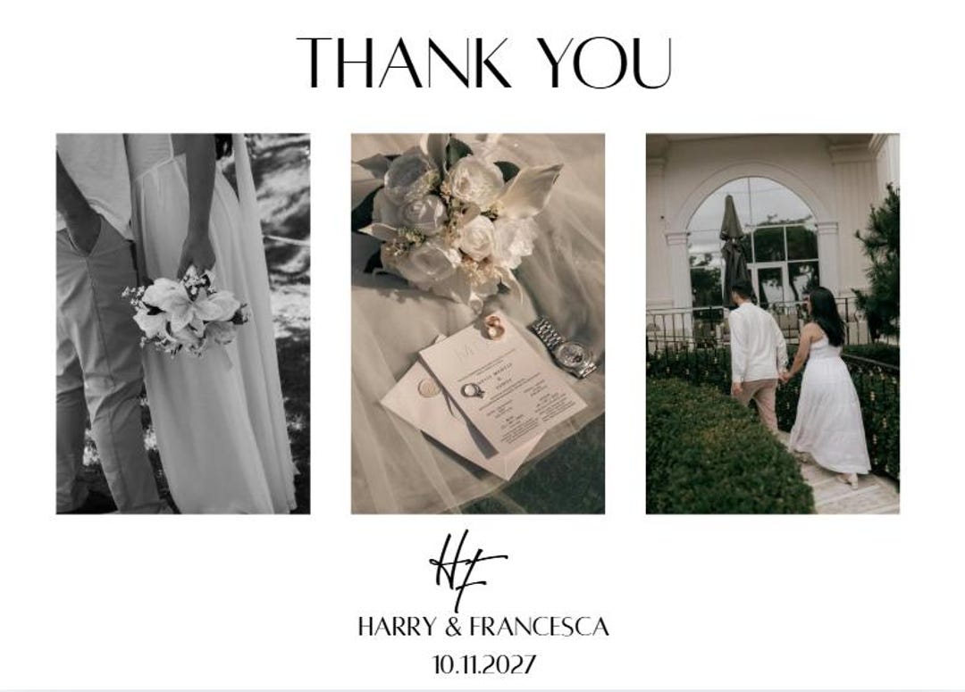 Editable Wedding Thank You Card Canva Template | Minimalist Photo (5x7 ...