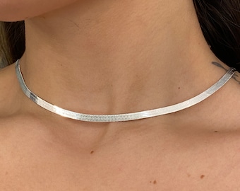 Collar de cadena de latón en capas: dorado o plateado brillante, 16 pulgadas