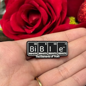 Bible Periodic Table Enamel Pin, &quot;Elements of Truth&quot; Christian Lapel Pin, Inspirational Faith-Based Badge, Unique Gift for Believers