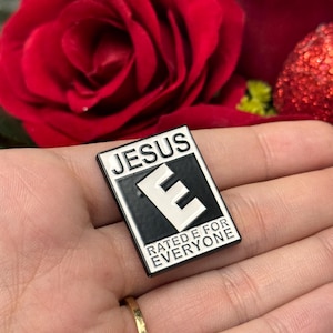 Jesus Rated E for Everyone Enamel Pin, Inspirational Christian Lapel Pin, Faith-Based Badge, Unique Gift for Believers