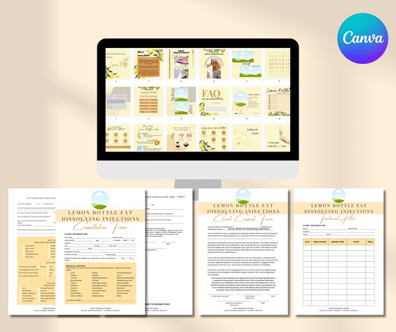 Lemon Bottle Fat Dissolving Injections, Consultation Form, Consent Form,  Treatment Plan, Social Media Templates Bundle Pack - Etsy