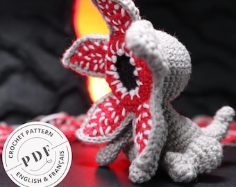 Häkelanleitung: Monster, Hund, Dämon, Blume, Horror. DIY-Puppe. PDF-Anleitung, Amigurumi-Muster. Sprachen: Französisch und Englisch.