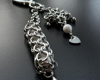 Star-Beaded Keychain | Stainless Steel | Chainmail Jewelry | Unique piece