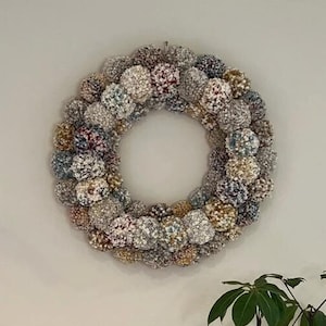 24&quot; Multicolored Pompom Wreath| Handmade Holiday| Colorful Yarn Wreath| Festive Wall Hanging| Unique Door Decor| Christmas Rainbow Wreath
