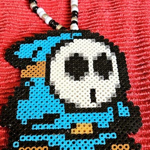 Shy Guy (Teal) Super Mario Bros. Perler with beads