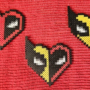 Valentine&#39;s Deadpool and Wolverine Perler (Set of 3) magnets.