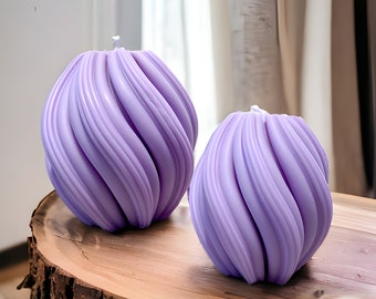Lavendel Spiralsäulenkerze | Handgefertigtes veganes Sojawachs | Elegante Wohndekoration und Geschenkidee | Muttertagsgeschenk