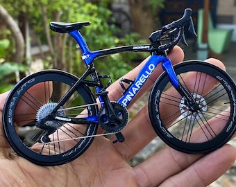 Pinarello Dogma X - Miniature Replica Handmade Bicycle - Cyclist Gift with Display Case - BLUE BLACK