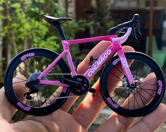 Colnago V5RS - Miniature Replica Handmade Bicycle - Cyclist Gift with Display Case - PINK