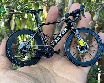 Factor Ostro Vam - Miniature Replica Handmade Bicycle - Cyclist Gift with Display Case - BLACK