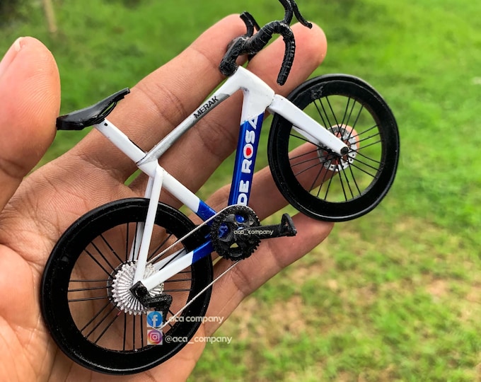 De Rosa Merak - Handmade Miniature Bicycle with Display Case and Authentication Card - Gift for Cyclist or Triathlete