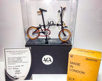 CUSTOM BROMPTON - Handmade Miniature Brompton Folding Bicycle with Display Case and Authentication Card