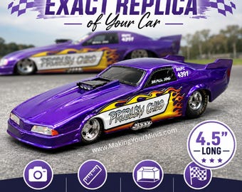 3D PRINT YOUR RACECAR - Custom Miniature Replica Model Race Car with Display Case