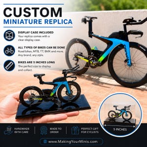 Custom Replica Miniature Bicycle - Cyclist Bike Gift with Display Case