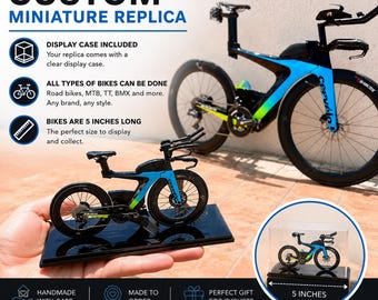 Custom Replica Miniature Bicycle - Cyclist Bike Gift with Display Case