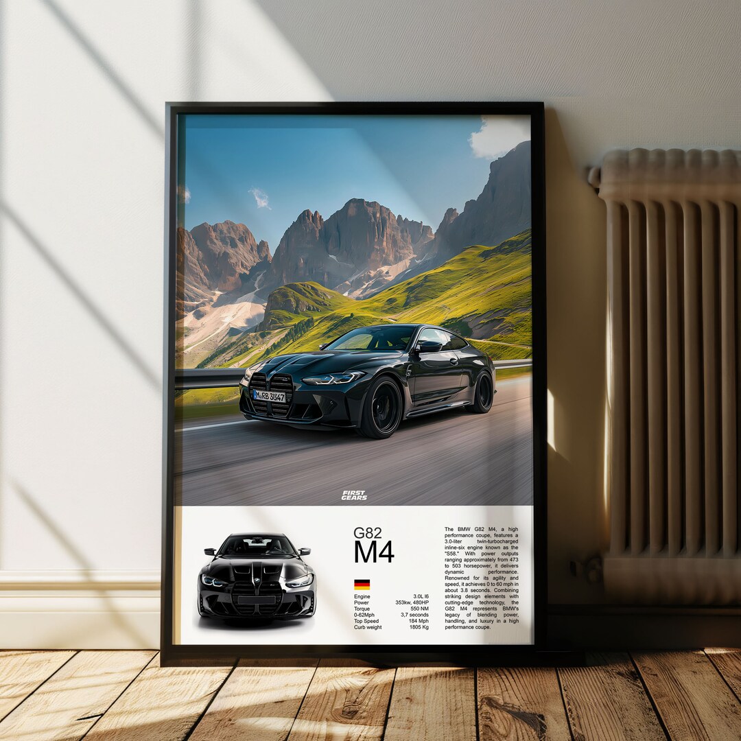 BMW M4 G82 Poster, German Supercar Wall Art Print, Luxury Car Wall Art ...