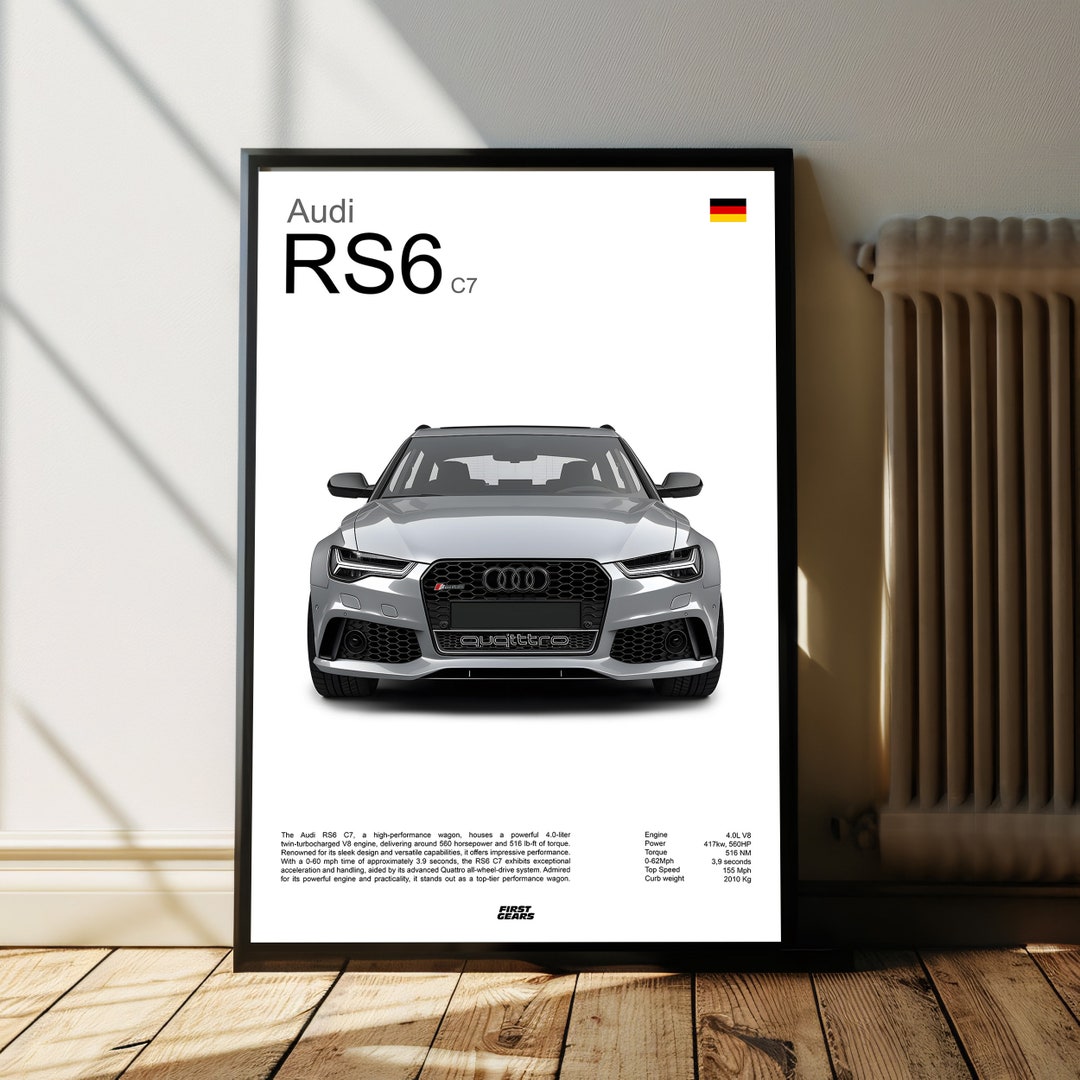 Audi RS6 C7 Poster, German Supercar Wall Art Print, Luxury Car Wall Art ...