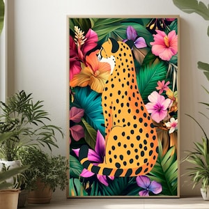 Cheetah Tropical Art Print: Jungle Illustration (Digital Download)