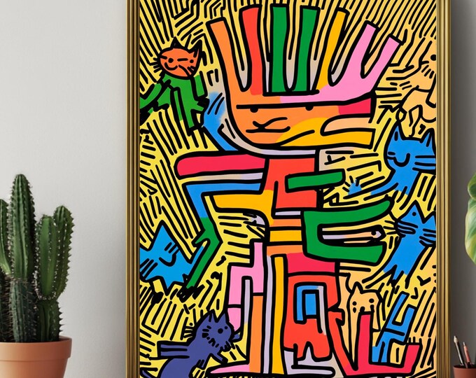Graffiti Style Art, Trendy Pop Art Prints, Bold Colorful Art, Digital Download