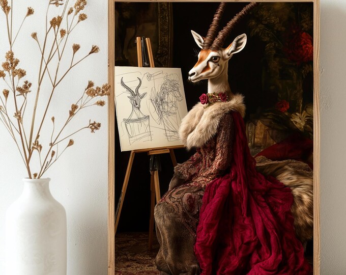Fantasy Wall Art, Downloadable DeerArt, Surreal Art Decorative, Fantasy Aesthetics Art, Luxurious Posters, home decor