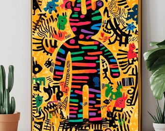 Colorful Doodle Art Print: Abstract Rainbow Graffiti (Digital Download)