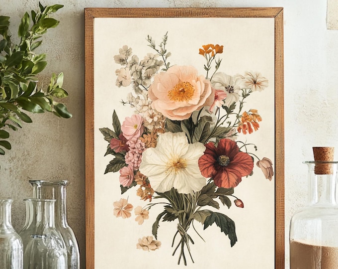 Flower Bouquet, Grandma's Garden Print for Mom, Flower Bouquet Gift, Floral Wall Art