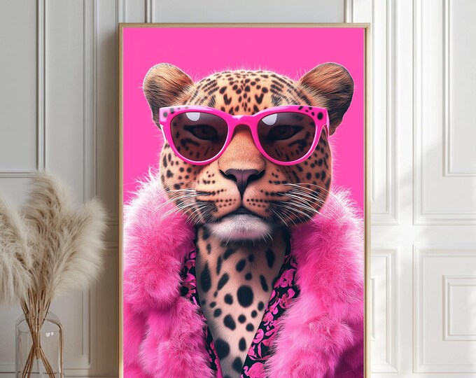 Chic Wall Art, Fashion Leopard Wall Art Print, Statement Pieces Decor, Downloadable Print