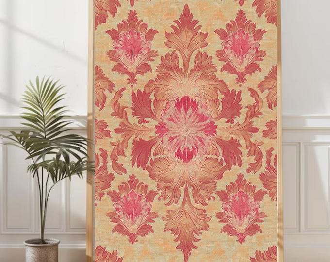 Damask Digital Scrapbook Paper | Printable Wallpaper Pattern | Pink Floral Digital Paper | Victorian Aesthetic Decor for Journaling Crafts
