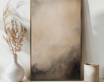 Lámina abstracta de paisaje neutro / Arte mural minimalista en tonos tierra estilo Japandi (descarga digital)