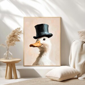Gentleman Duck Art Print: Whimsical Anthropomorphic Animal Portrait (Digital Download)