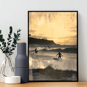 Vintage Surf Print | Coastal Wall Art Printable | Surfer Wall Art | Retro Surf Decor