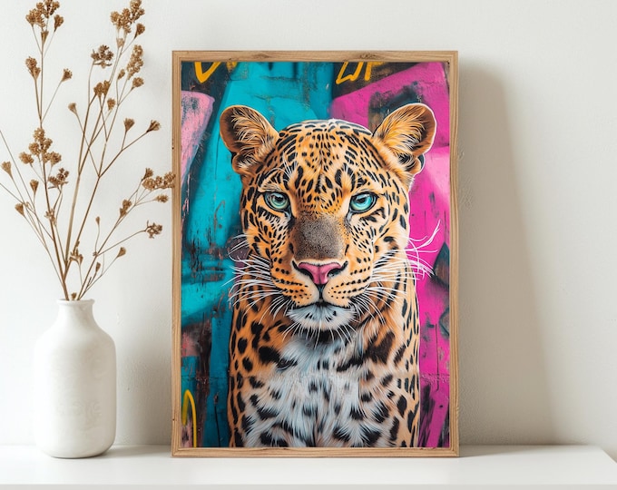 Urban Decor, Wall Art Leopard Print, Street Art, Instant Download Digital Prints