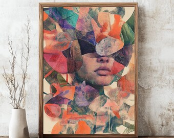 Abstract Woman Art Print: Colorful Figurative Collage (Digital Download)