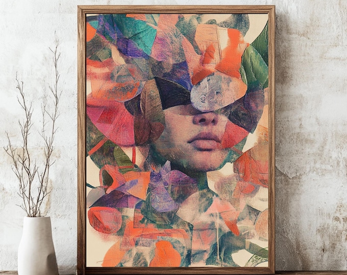 Abstract Woman Print, Figurative Art, Fine Arts-Print, Expressive Arts, Colorful Abstract Woman Art, Eclectic-Printable, Digital Download