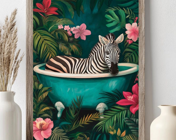 Trendy preppy bathroom wall decor|maximalist print, Maximalistic Whimsical Art, Guest Bathroom Printables, Instant Download