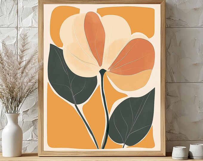 Botanical Wall Art, Neutral Abstract Floral Pattern, Downloadable Print, Digital Download