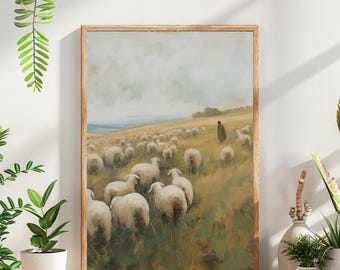 アンティーク　ヨーロッパ絵画　森の中の羊達　　油彩画肉筆　作者不明 ジャン＝フェルディナン・シェニョー 「羊飼い」 | | アトリエ・ブランカ