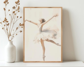 Impressão artística de bailarina: decoração elegante de estúdio de dança (download digital)