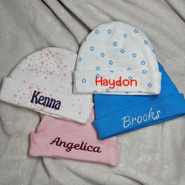 Personalized Baby Beanie, Embroidered Hat, Newborn Hat, Custom Baby Hat, Keepsake Gift, Baby Shower Gift, Baby Girl Hat, Baby Boy Hat