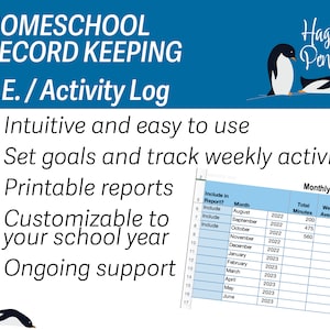 ホームスクールの生徒のための体育と活動記録 | Microsoft Excel | ホームスクールの記録管理