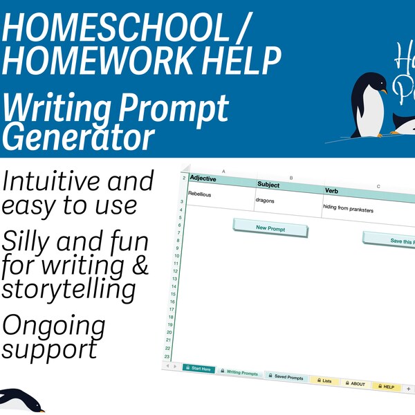 Silly Writing and Storytelling Prompt Generator | Microsoft Excel | Home School / Homework Help