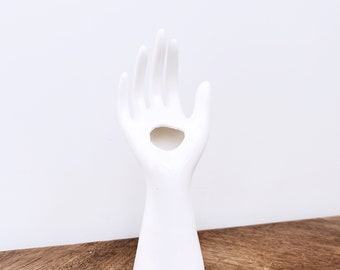 Hand Vase - Vintage White Ceramic Vase Shaped like a Hand - Quirky Human Body Part Flower Arrangement Vase - Gothic Home Decor