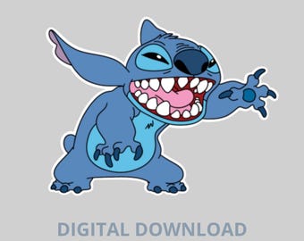 May include: A blue cartoon character with large teeth and claws, set against a gray background. The character is in a dynamic pose, with the text "DIGITAL DOWNLOAD COOKIE CUTTER STL" below.