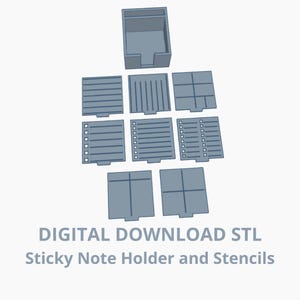 Sticky Note Holder and Stencils - Digital Download STL Files to 3D Print
