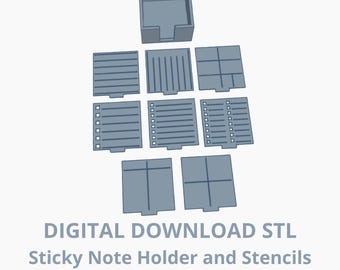 Sticky Note Holder and Stencils - Digital Download STL Files to 3D Print